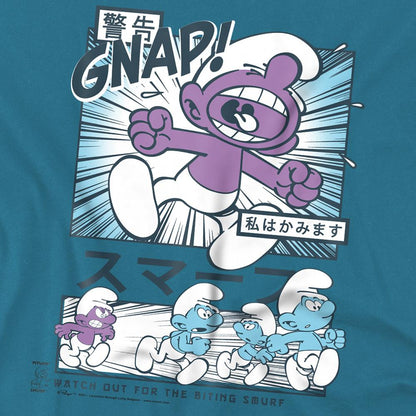 Slate - Pack Shot - The Smurfs Unisex Adult Manga Watch For Biting Smurf T-Shirt