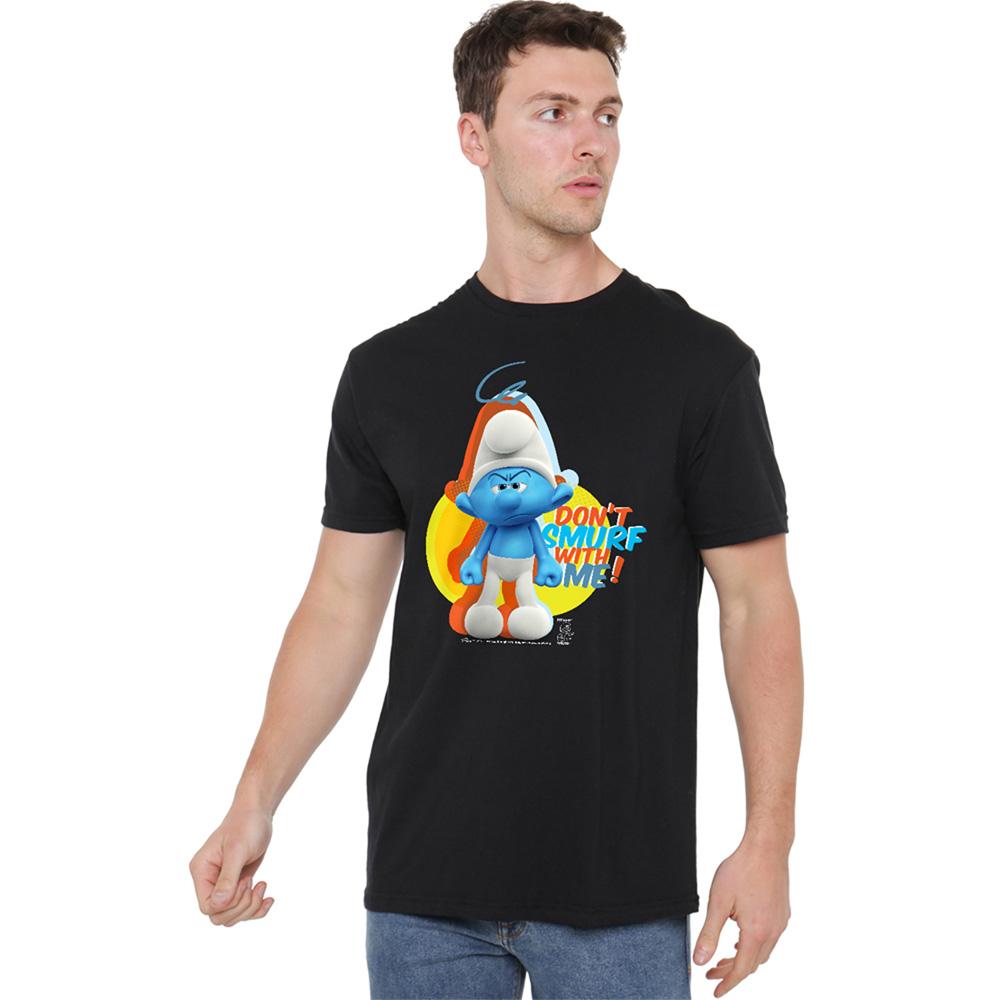 Black - Side - The Smurfs Unisex Adult Don´t Smurf with Me Grouchy Smurf T-Shirt