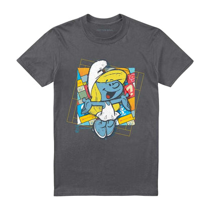 Charcoal - Front - The Smurfs Unisex Adult Smurfette Patchwork Background T-Shirt