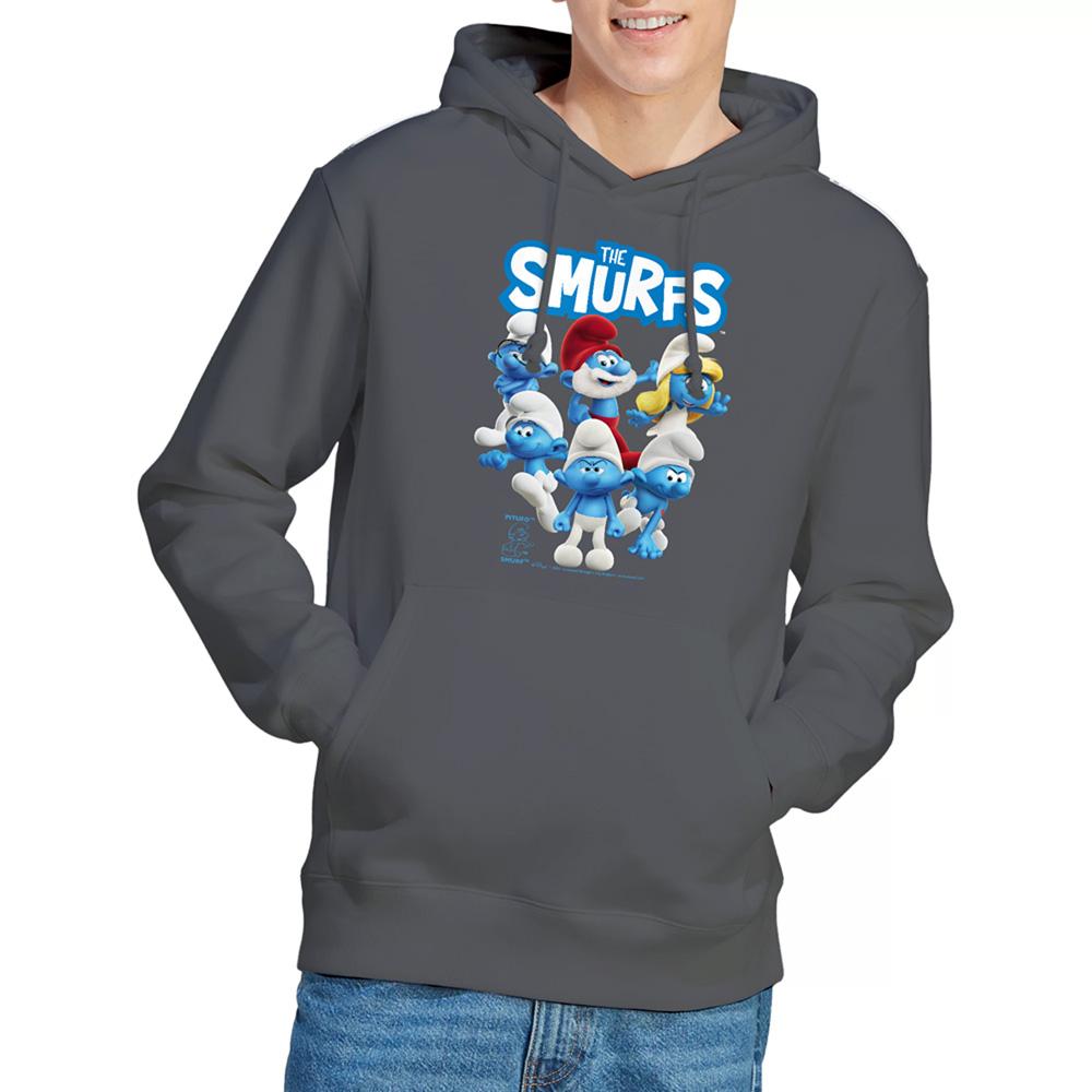 Charcoal - Side - The Smurfs Unisex Adult Group Shot Hoodie