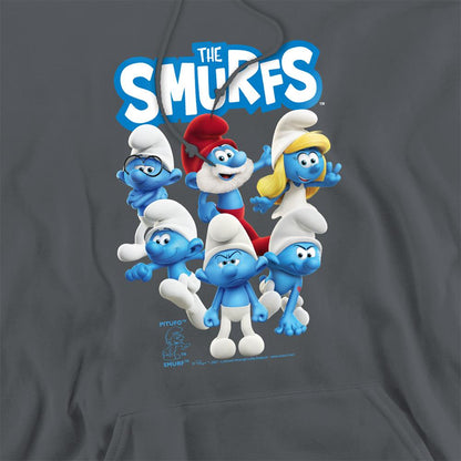 Charcoal - Pack Shot - The Smurfs Unisex Adult Group Shot Hoodie