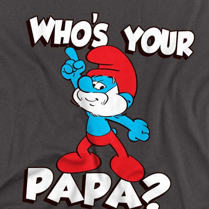 Charcoal - Side - The Smurfs Unisex Adult Who´S Your Papa Smurf Long-Sleeved T-Shirt