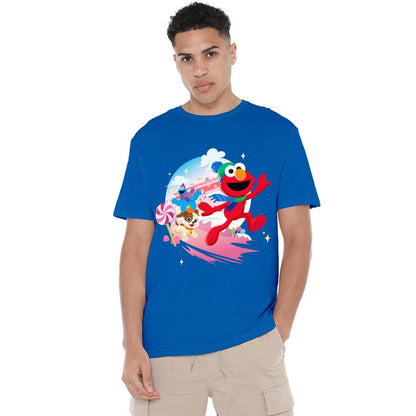 Royal Blue - Side - Sesame Street Unisex Adult Holiday Cheer Elmo & Tango T-Shirt