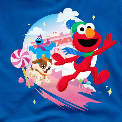 Royal Blue - Pack Shot - Sesame Street Unisex Adult Holiday Cheer Elmo & Tango T-Shirt
