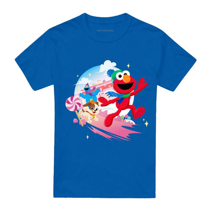 Royal Blue - Front - Sesame Street Unisex Adult Holiday Cheer Elmo & Tango T-Shirt