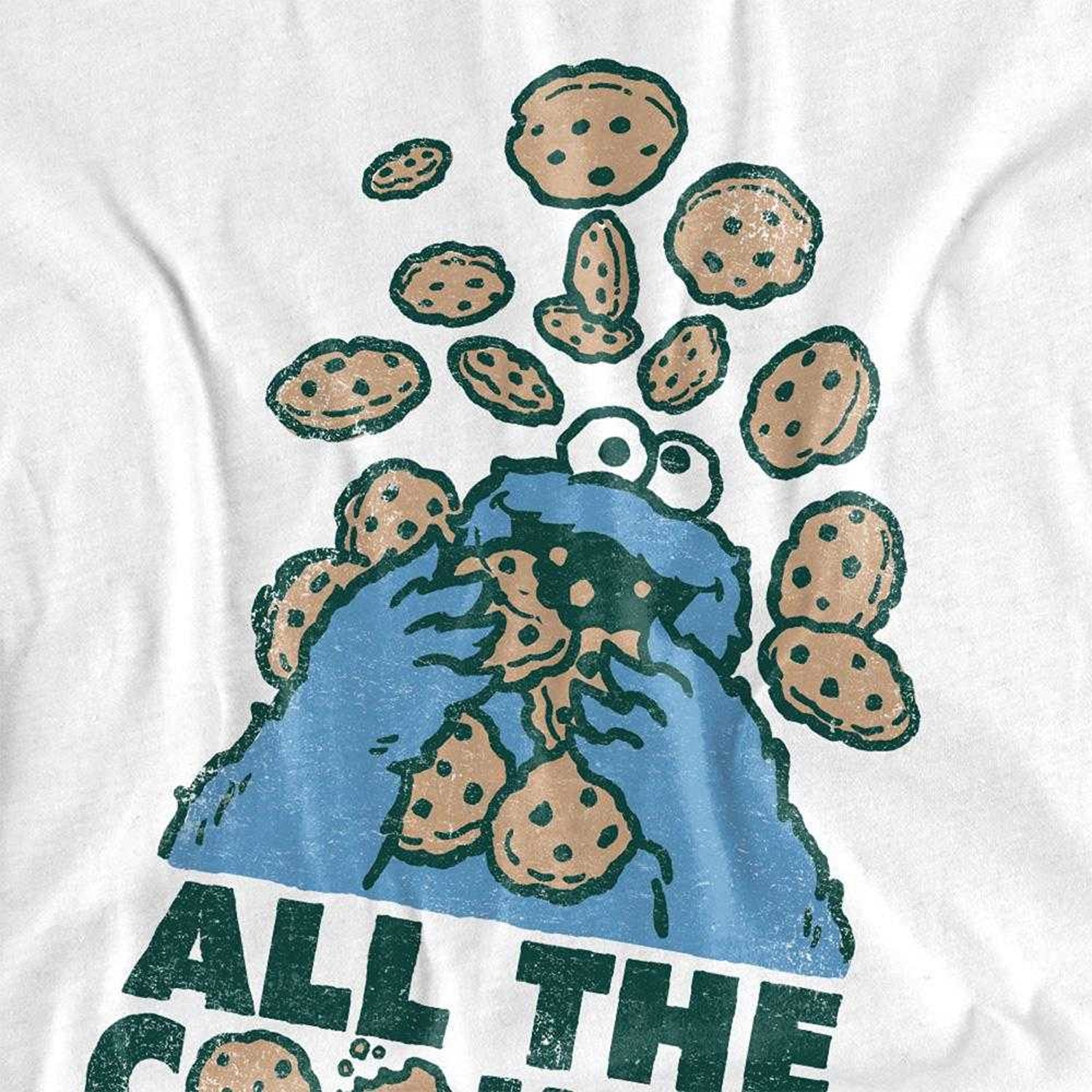 White - Side - Sesame Street Unisex Adult All The Cookies Long-Sleeved T-Shirt