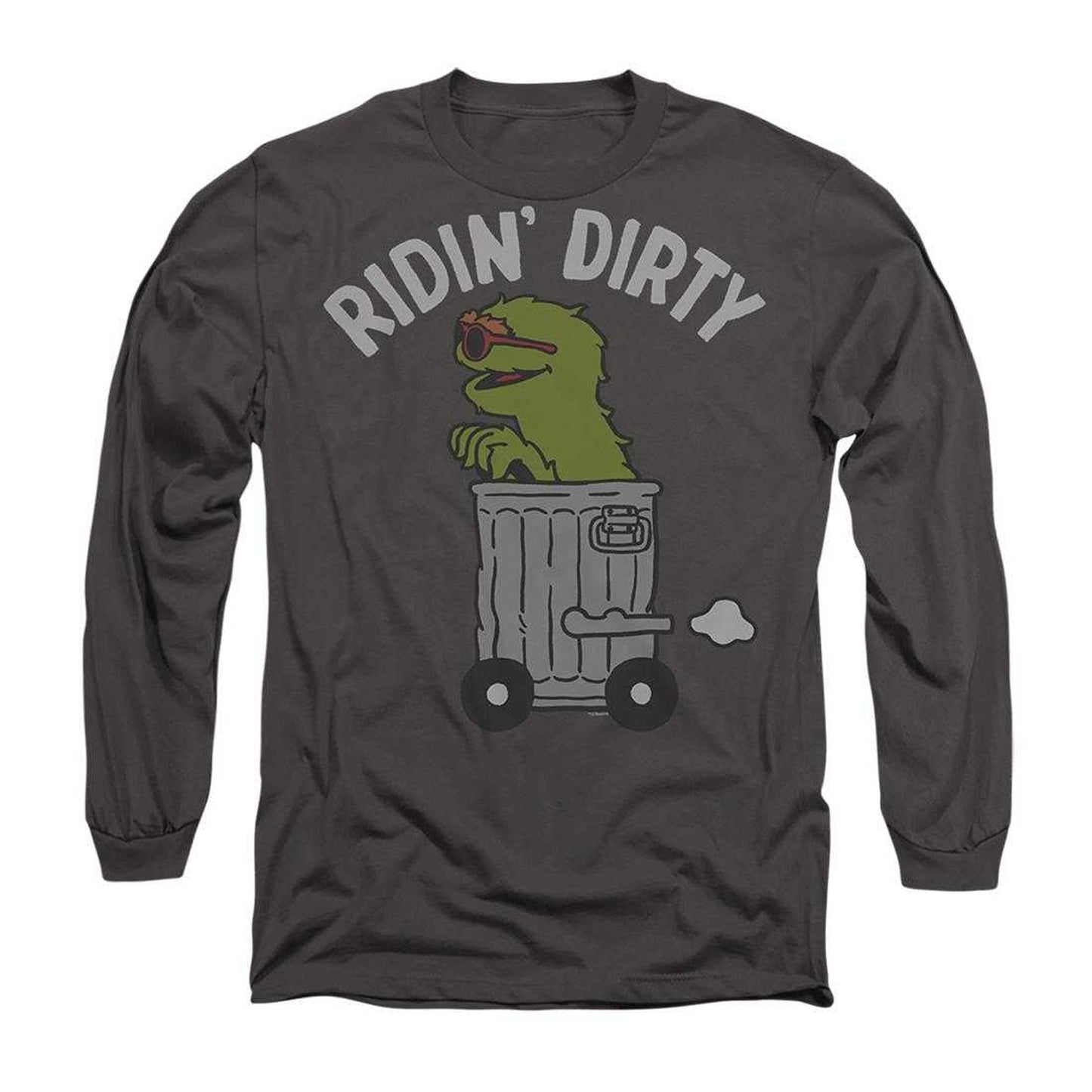 Charcoal - Front - Sesame Street Unisex Adult Ridin Dirty Long-Sleeved T-Shirt