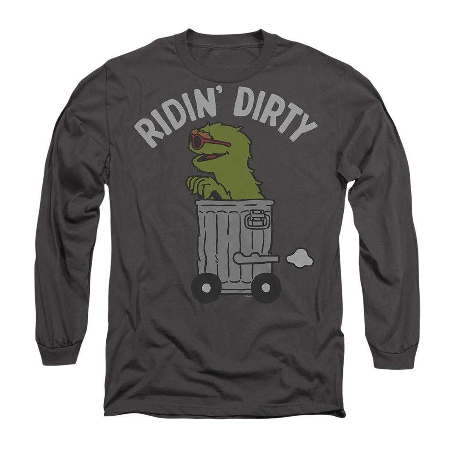Charcoal - Front - Sesame Street Unisex Adult Ridin Dirty Long-Sleeved T-Shirt