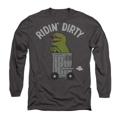 Charcoal - Front - Sesame Street Unisex Adult Ridin Dirty Long-Sleeved T-Shirt