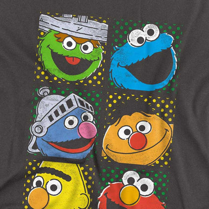Charcoal - Side - Sesame Street Unisex Adult Heads Square Long-Sleeved T-Shirt