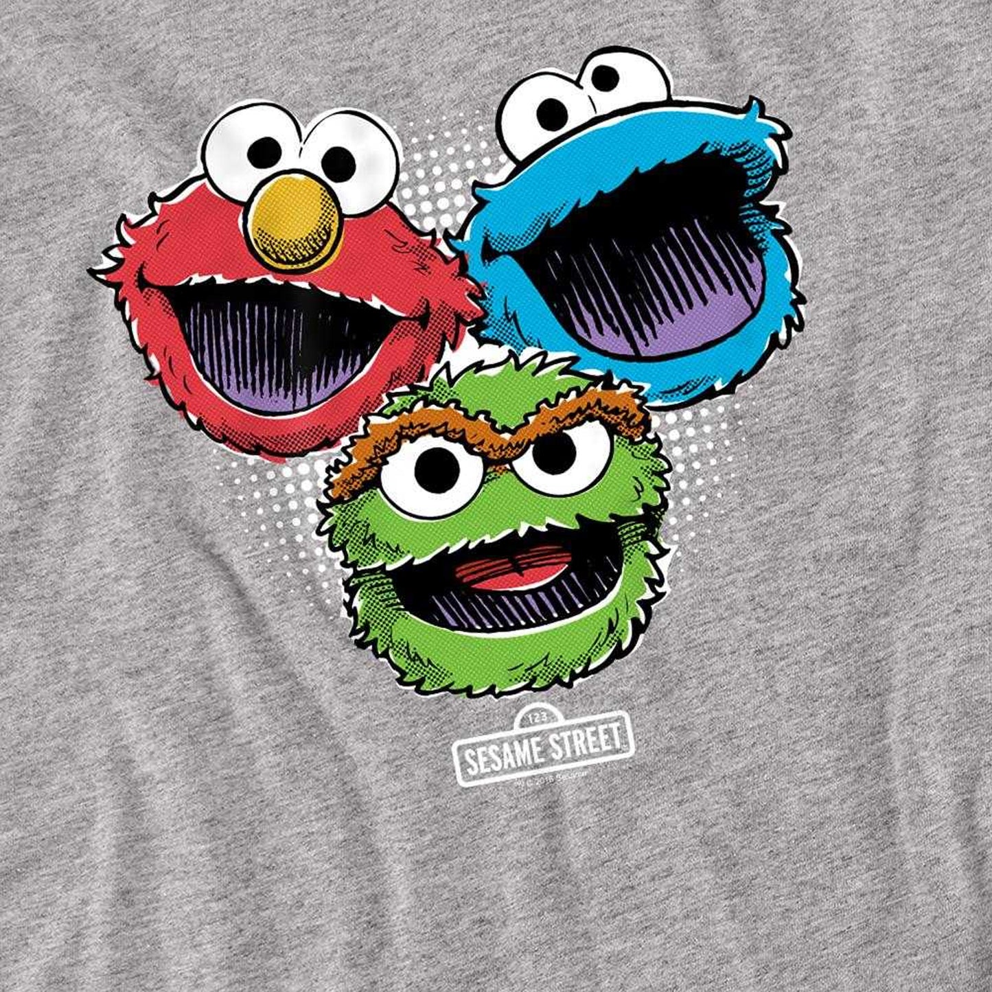 Athletic Heather - Side - Sesame Street Unisex Adult Halftone Heads Long-Sleeved T-Shirt