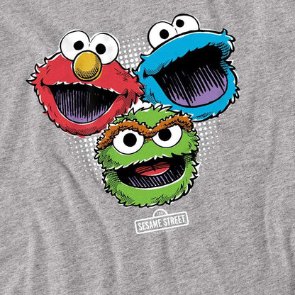 Athletic Heather - Side - Sesame Street Unisex Adult Halftone Heads Long-Sleeved T-Shirt