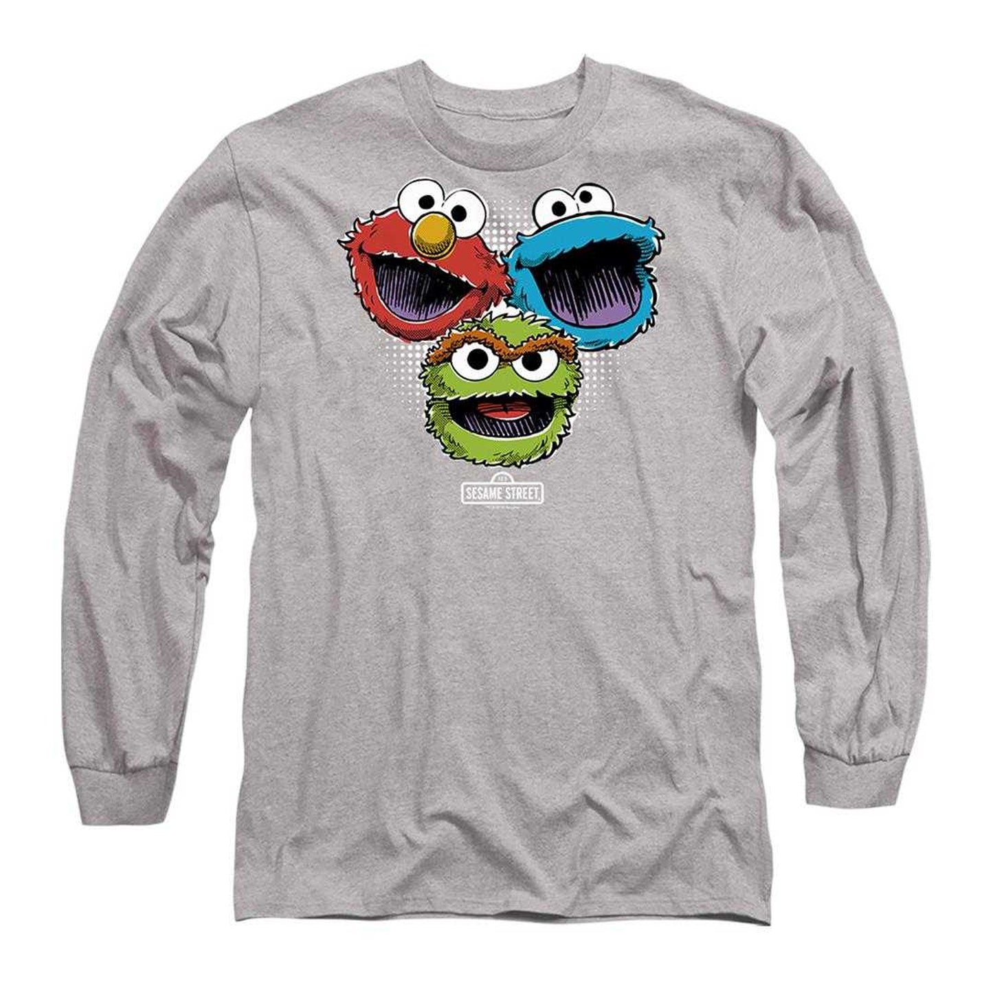 Athletic Heather - Front - Sesame Street Unisex Adult Halftone Heads Long-Sleeved T-Shirt