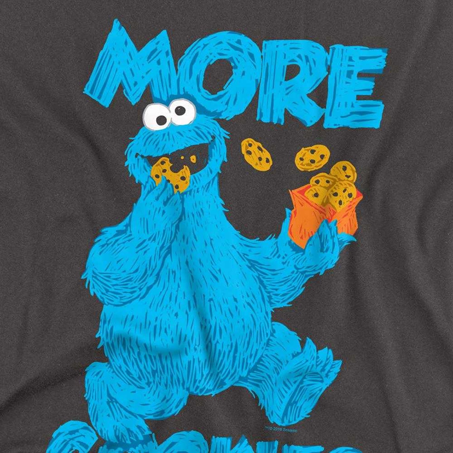 Charcoal - Side - Sesame Street Unisex Adult More Cookies Long-Sleeved T-Shirt