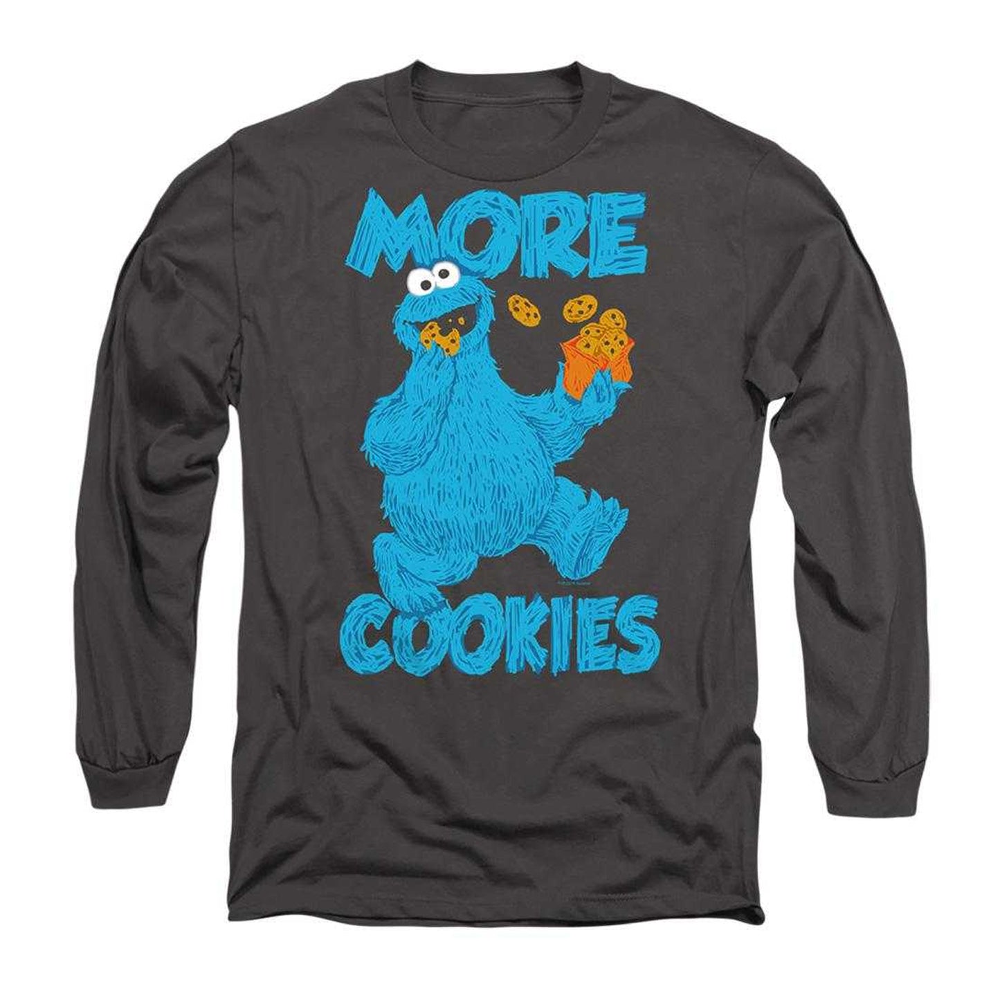 Charcoal - Front - Sesame Street Unisex Adult More Cookies Long-Sleeved T-Shirt