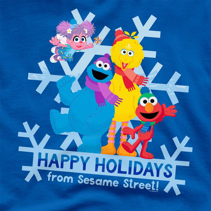 Royal Blue - Pack Shot - Sesame Street Unisex Adult Happy Holidays Cookie Monster T-Shirt