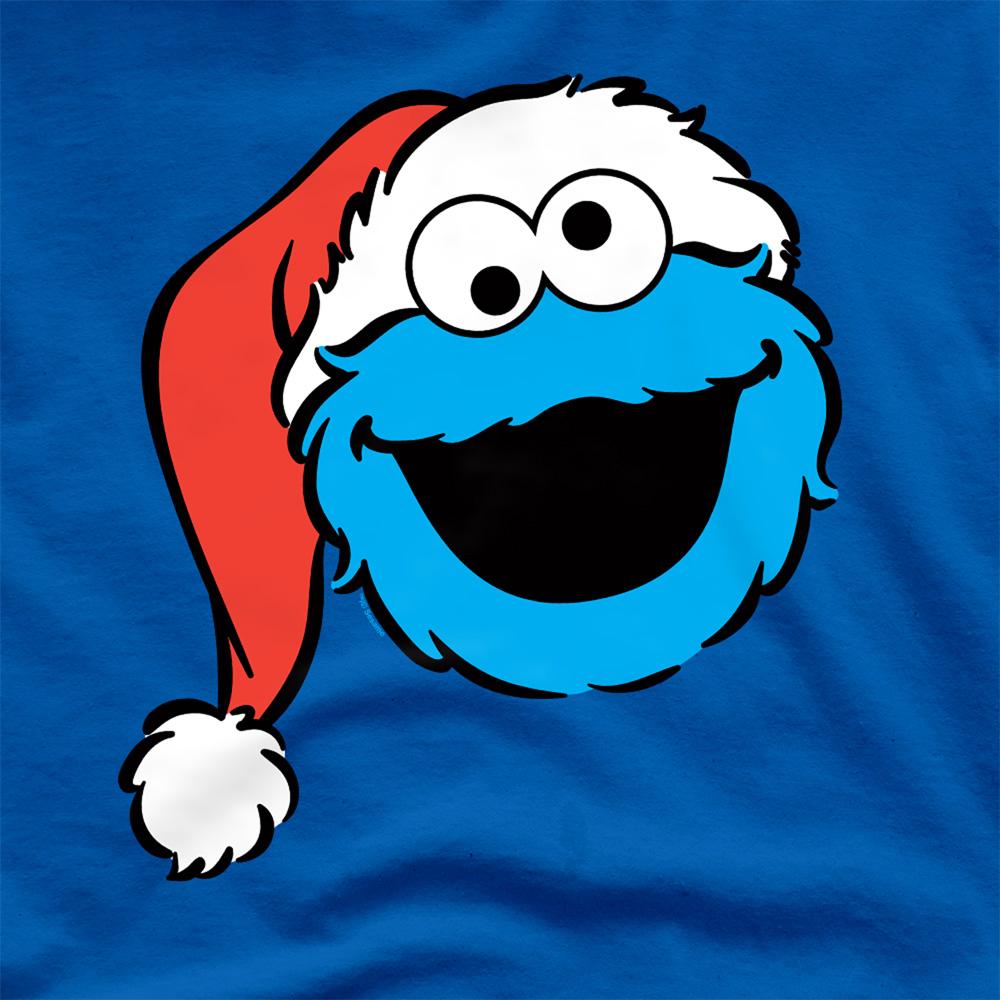 Royal Blue - Pack Shot - Sesame Street Unisex Adult Cookie Monster Santa Hat Christmas T-Shirt