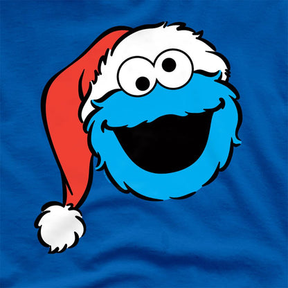 Royal Blue - Pack Shot - Sesame Street Unisex Adult Cookie Monster Santa Hat Christmas T-Shirt