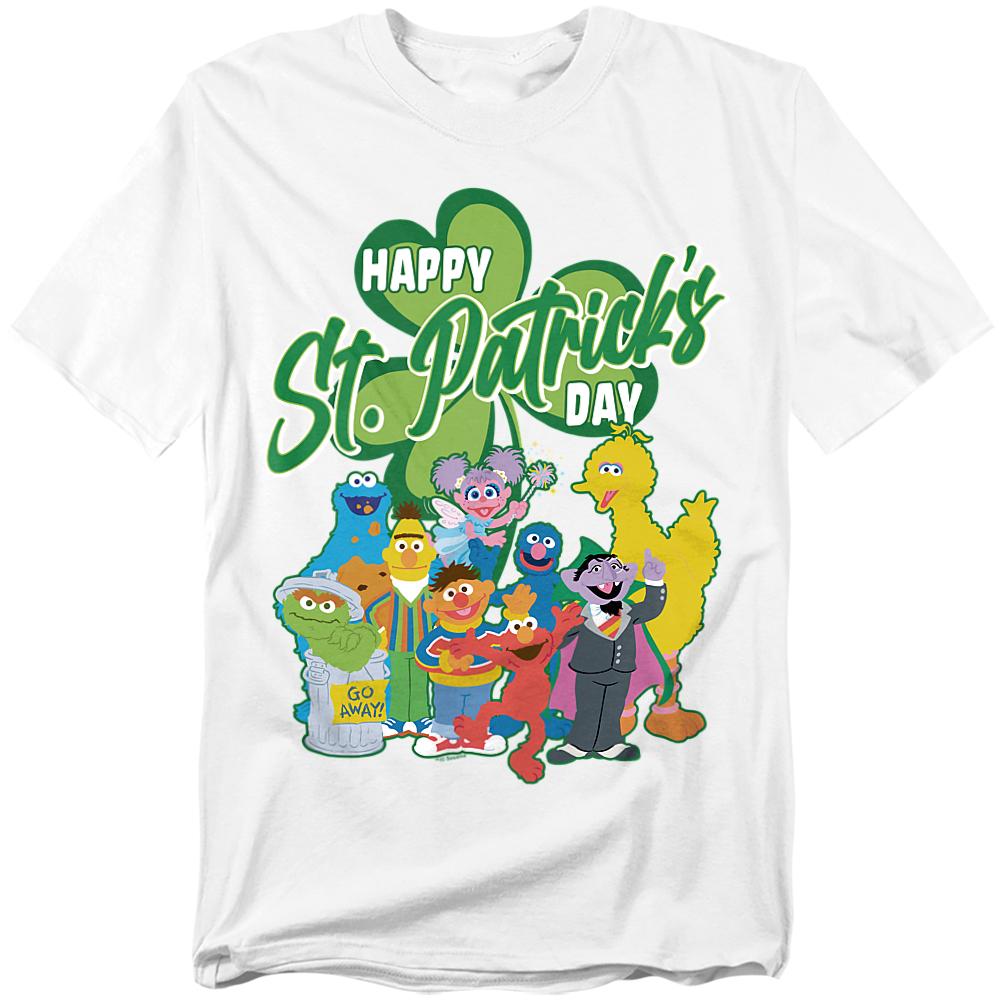 White - Front - Sesame Street Unisex Adult Big Bird St Patricks Day T-Shirt