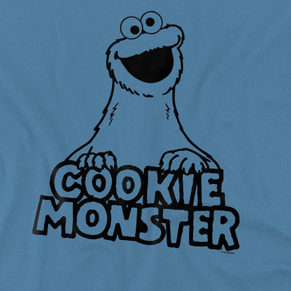 Carolina Blue - Pack Shot - Sesame Street Unisex Adult Cookie Monster Vintage T-Shirt
