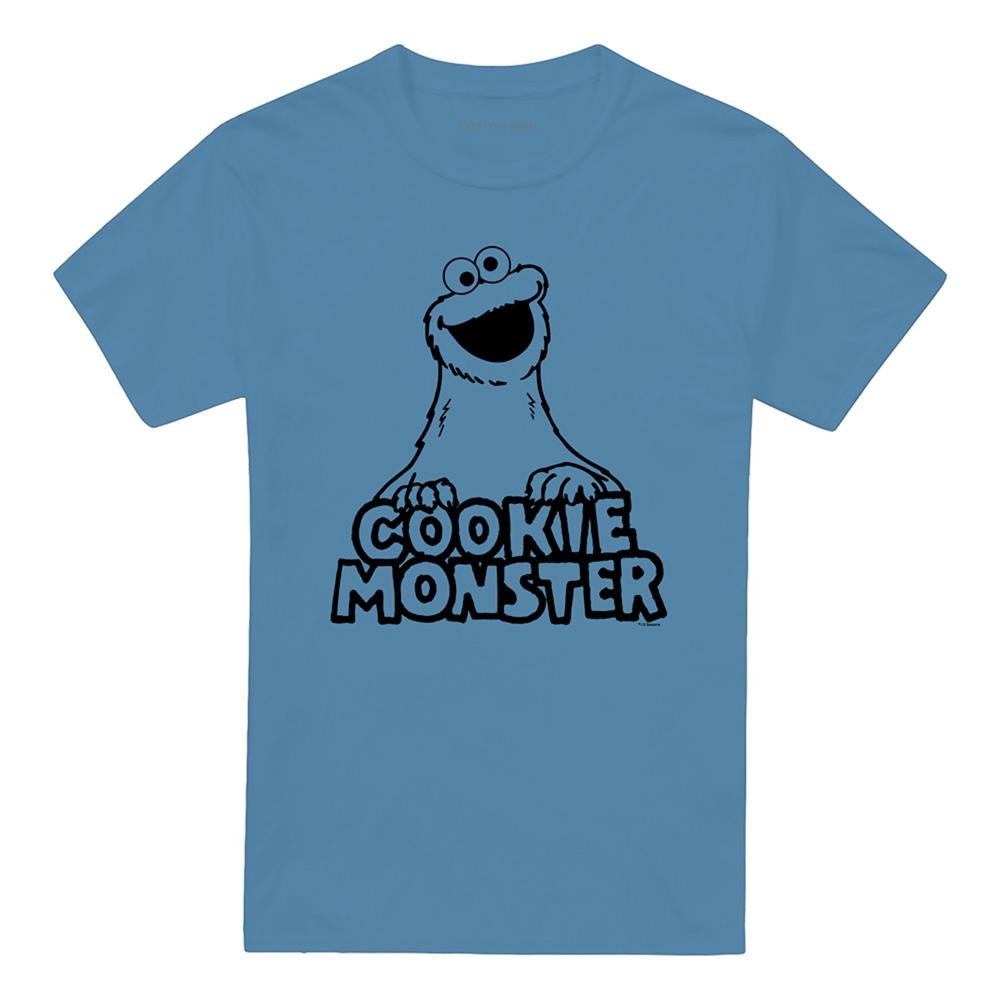 Carolina Blue - Front - Sesame Street Unisex Adult Cookie Monster Vintage T-Shirt