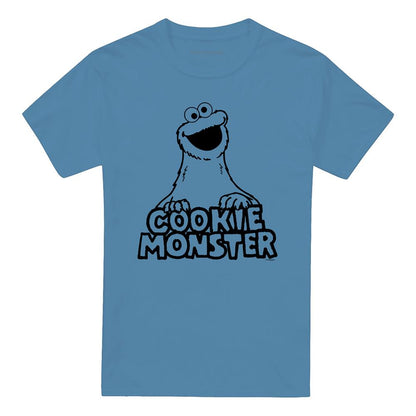 Carolina Blue - Front - Sesame Street Unisex Adult Cookie Monster Vintage T-Shirt