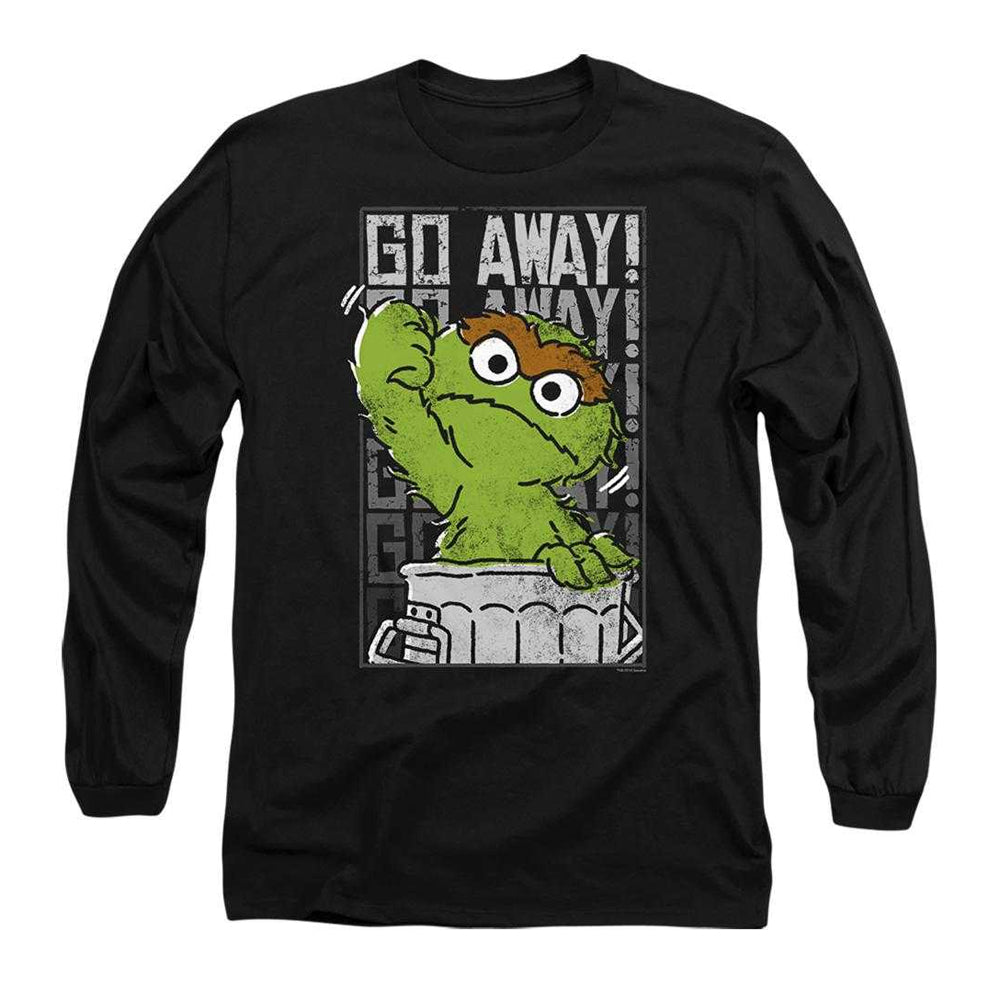 Black - Front - Sesame Street Unisex Adult Go Away Long-Sleeved T-Shirt