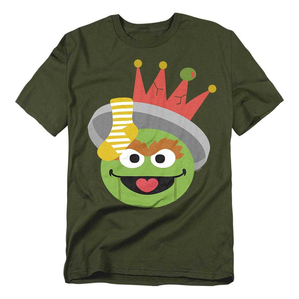 Military Green - Front - Sesame Street Unisex Adult Oscar The Grouch Nutcracker Christmas T-Shirt
