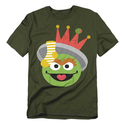 Military Green - Front - Sesame Street Unisex Adult Oscar The Grouch Nutcracker Christmas T-Shirt
