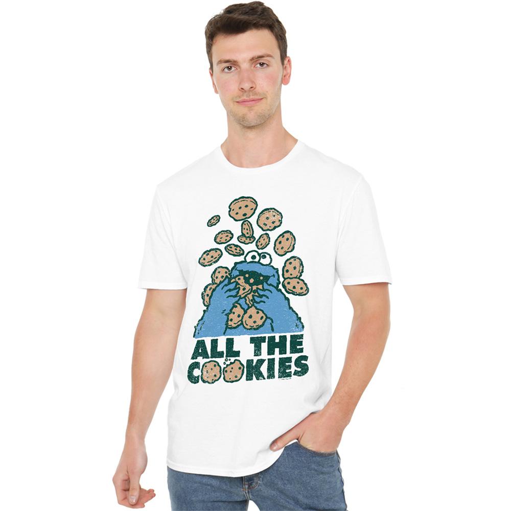 White - Side - Sesame Street Unisex Adult All The Cookies T-Shirt