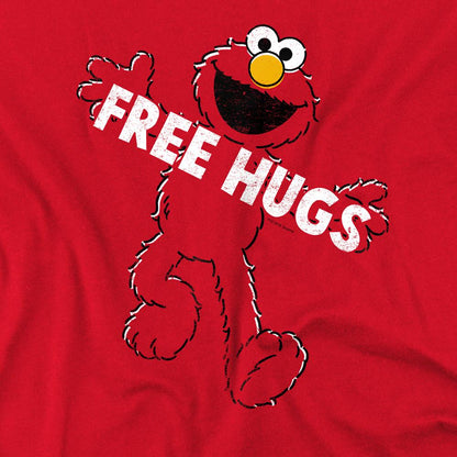 Red - Pack Shot - Sesame Street Unisex Adult Free Hugs T-Shirt