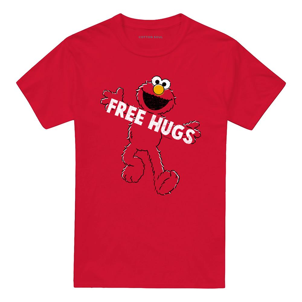 Red - Front - Sesame Street Unisex Adult Free Hugs T-Shirt