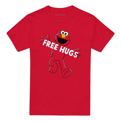 Red - Front - Sesame Street Unisex Adult Free Hugs T-Shirt