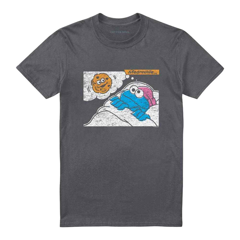Charcoal - Front - Sesame Street Unisex Adult Meanwhile T-Shirt