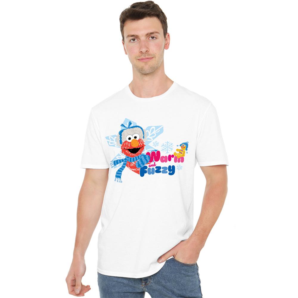 White - Side - Sesame Street Unisex Adult Warm And Fuzzy Holiday T-Shirt