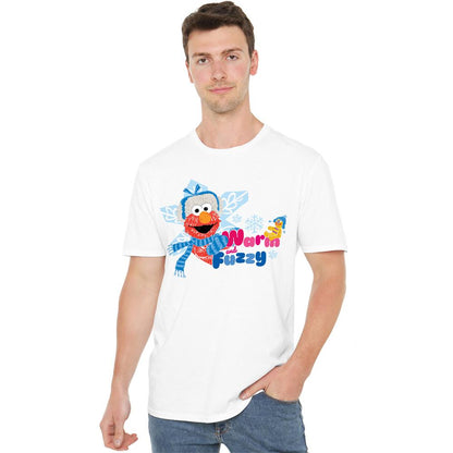 White - Side - Sesame Street Unisex Adult Warm And Fuzzy Holiday T-Shirt
