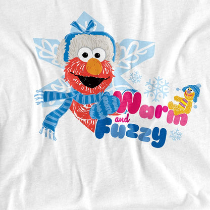 White - Pack Shot - Sesame Street Unisex Adult Warm And Fuzzy Holiday T-Shirt