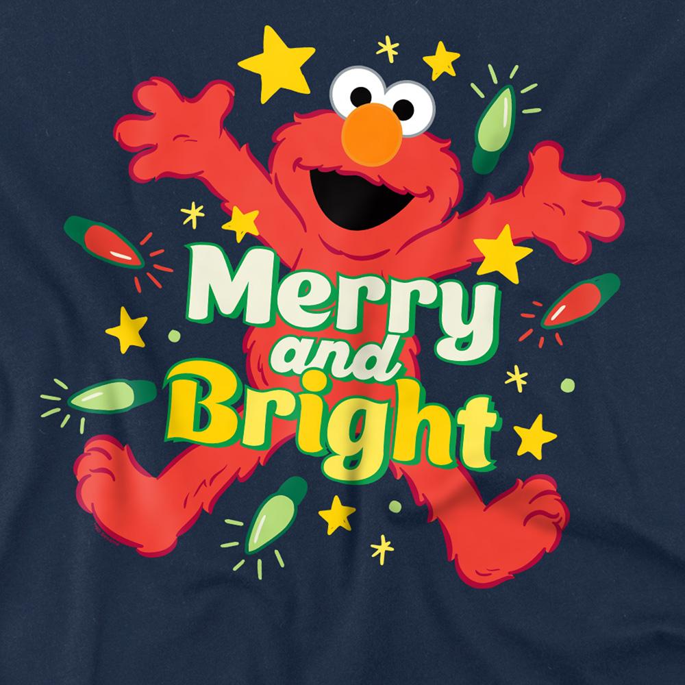 Navy - Pack Shot - Sesame Street Unisex Adult Merry And Bright Elmo T-Shirt