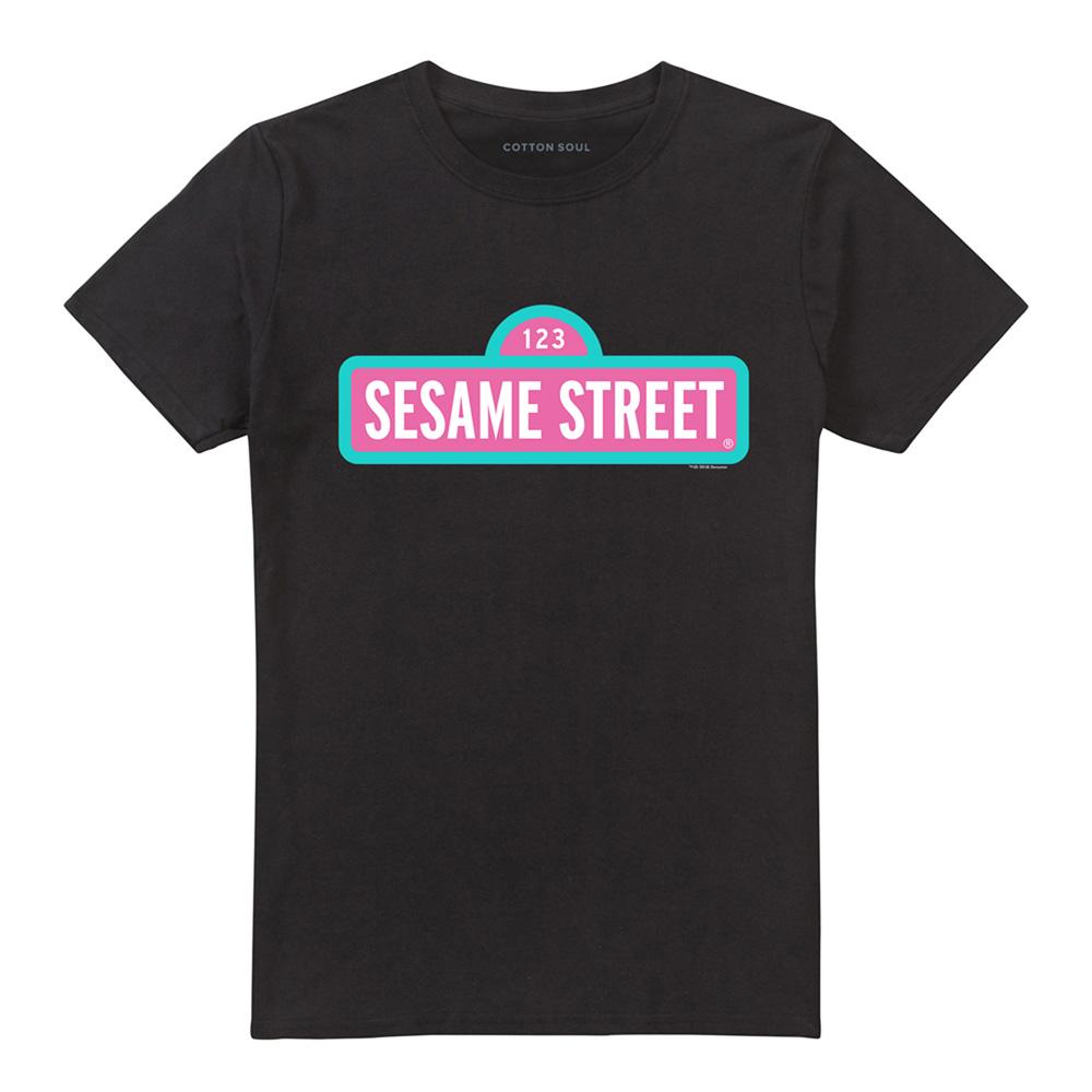 Black - Front - Sesame Street Unisex Adult Alt Logo T-Shirt