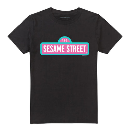 Black - Front - Sesame Street Unisex Adult Alt Logo T-Shirt