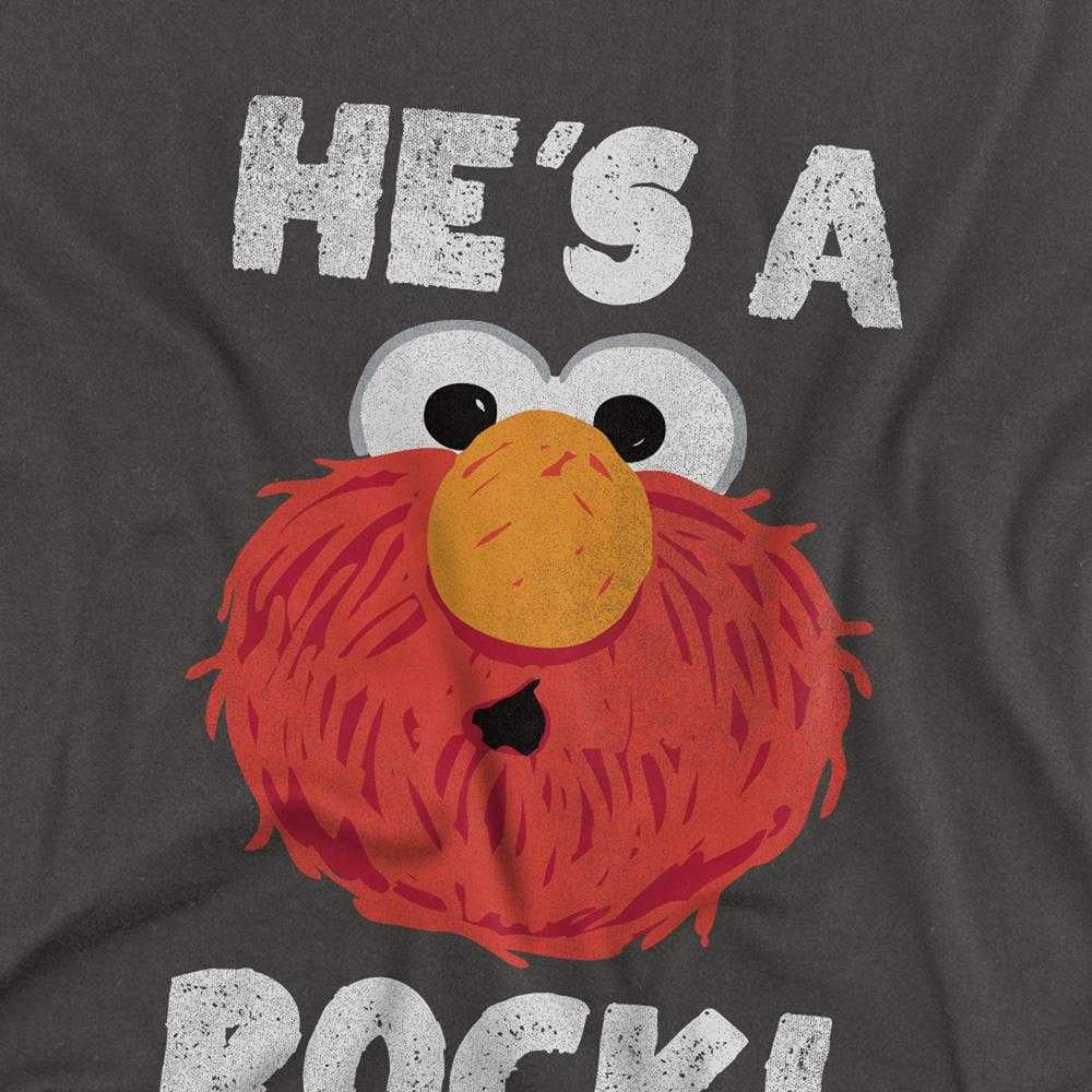 Charcoal - Side - Sesame Street Unisex Adult He´s A Rock Long-Sleeved T-Shirt