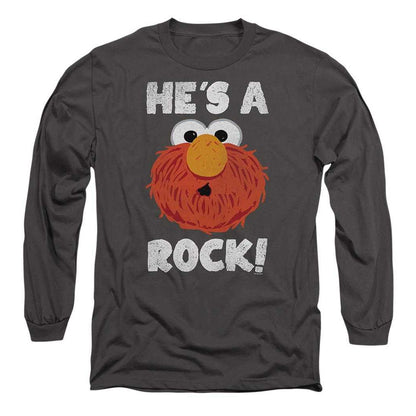 Charcoal - Front - Sesame Street Unisex Adult He´s A Rock Long-Sleeved T-Shirt