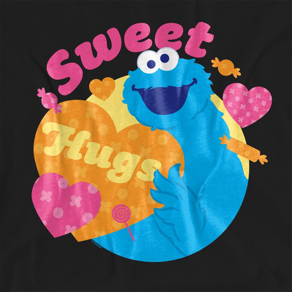 Black - Pack Shot - Sesame Street Womens-Ladies Sweet Hugs Cookie Monster Valentine`s Day T-Shirt