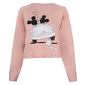 Dusky Pink - Front - Disney Womens-Ladies Mickey & Minnie Mouse Crop Sweatshirt