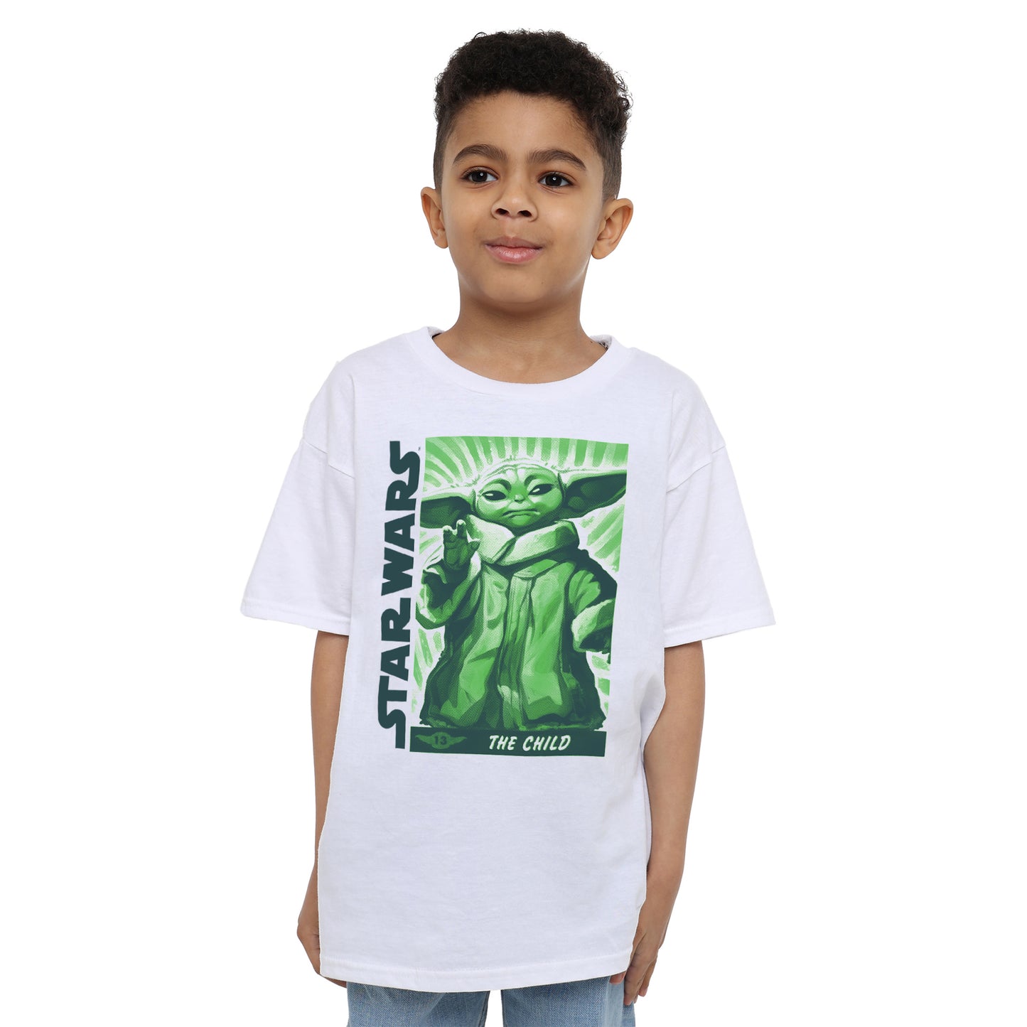 White - Side - Star Wars Childrens-Kids Grogu Tie Dye T-Shirt