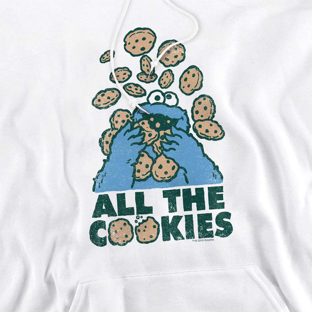 White - Pack Shot - Sesame Street Unisex Adult All The Cookies Cookie Monster Hoodie
