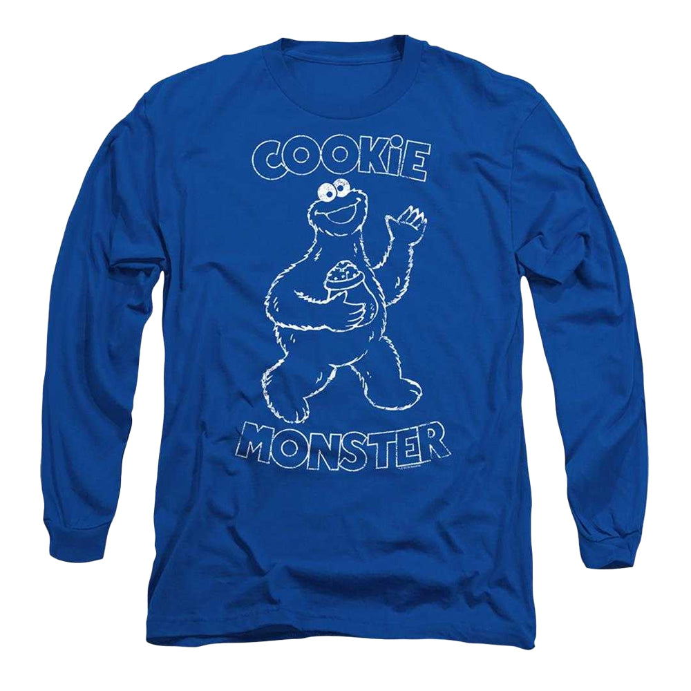 Royal Blue - Front - Sesame Street Unisex Adult Simple Cookie Long-Sleeved T-Shirt
