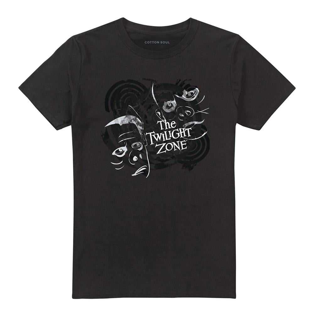 Black - Front - The Twilight Zone Unisex Adult Strange Faces T-Shirt