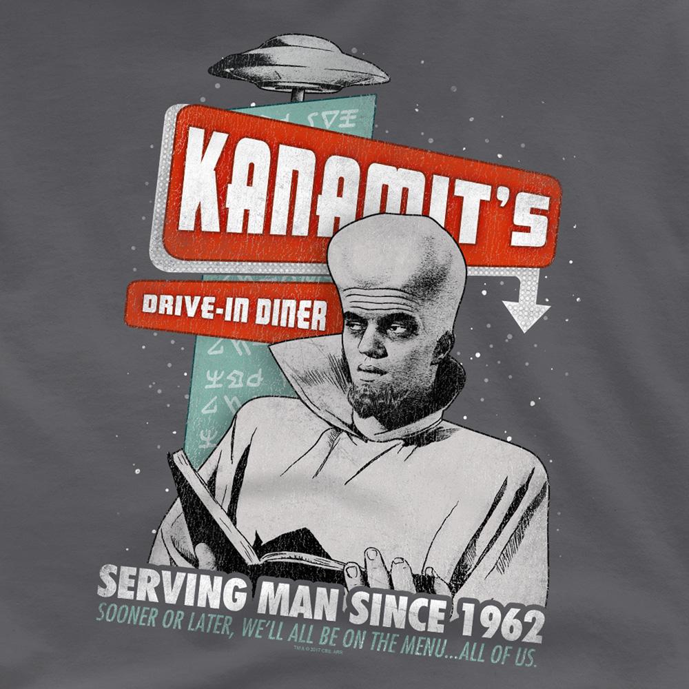 Charcoal - Pack Shot - The Twilight Zone Unisex Adult Kanamits Diner T-Shirt