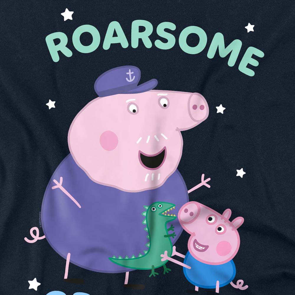 Navy - Side - Peppa Pig Unisex Adult Roarsome Grandpa Pig Long-Sleeved T-Shirt